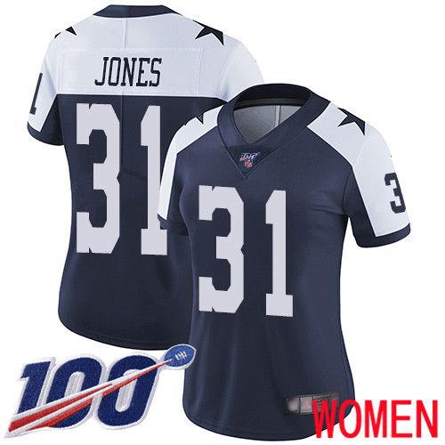Women Dallas Cowboys Limited Navy Blue Byron Jones Alternate #31 100th Season Vapor Untouchable Throwback NFL Jersey->dallas cowboys->NFL Jersey